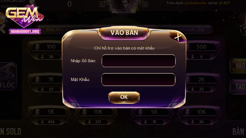 Anh em cần đăng nhập và nạp tiền để chơi sâm lốc gemwin