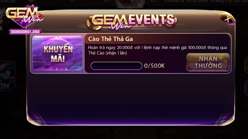 Nổ hũ kim cương: Jackpot Khổng Lồ Chỉ Có Tại Gemwin 9 Chương trình Cashback giúp người chơi lấy lại một số tiền thua lớn