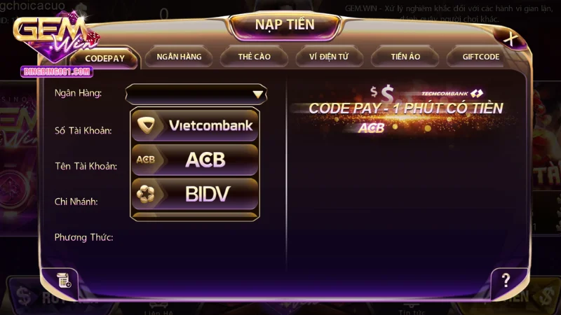 Nổ Hũ Vịnh Cát Vàng Maya - Nổ Jackpot Khủng Liên Tục 6 Tiến hành nạp tiền để tham gia quay hũ săn thưởng tại gemwin